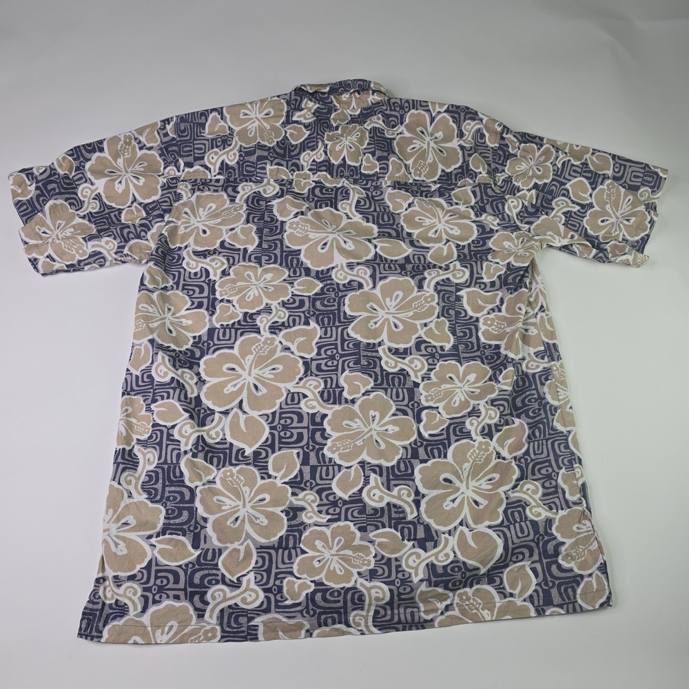 Vintage Polo Ralph Lauren Men's Large Hawaiian Button Down Shirt Floral Blue - Picture 9 of 10